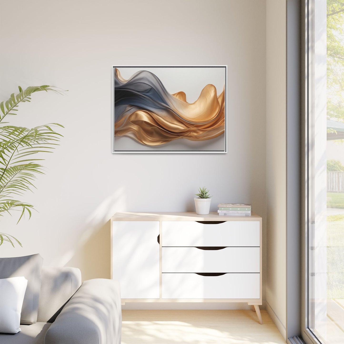 Abstract Matte Canvas Art Print - Framed Multi-color Wall Decor