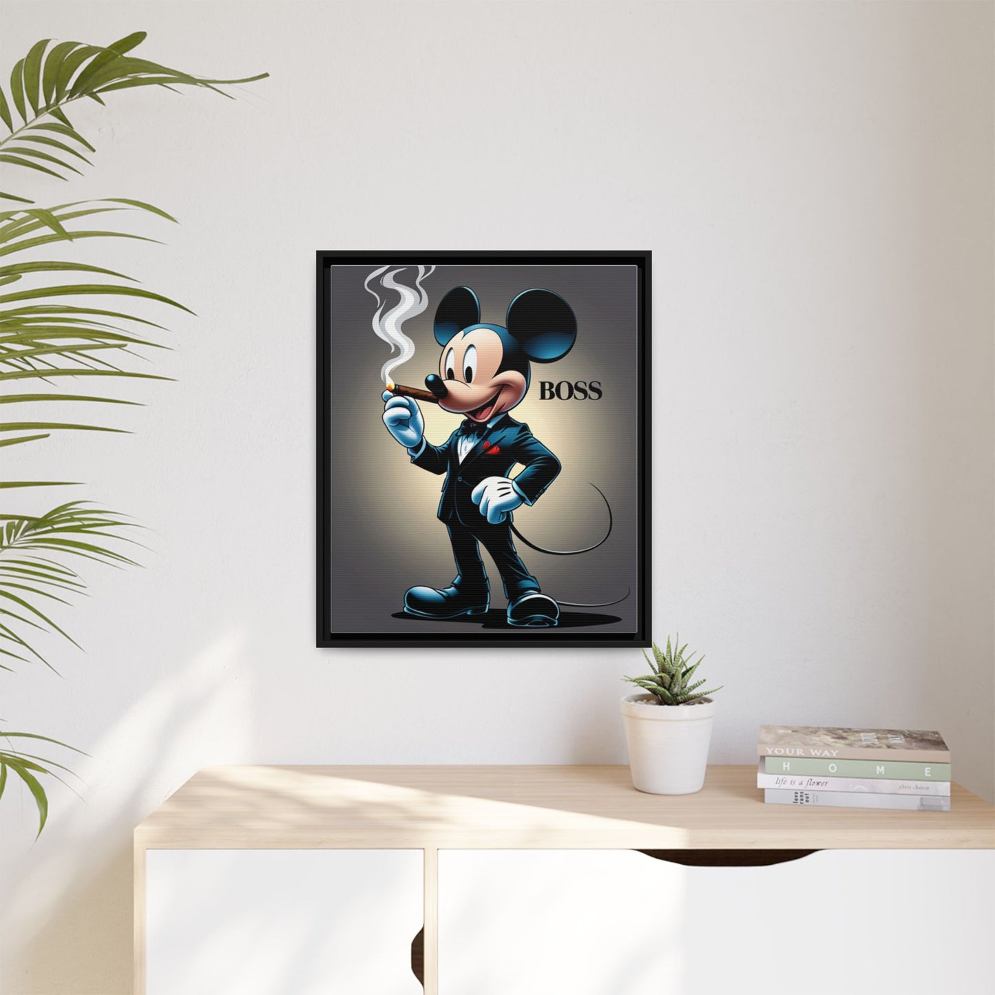 Framed Boss Mickey Mouse Canvas Art - Stylish Wall Decor for Fans