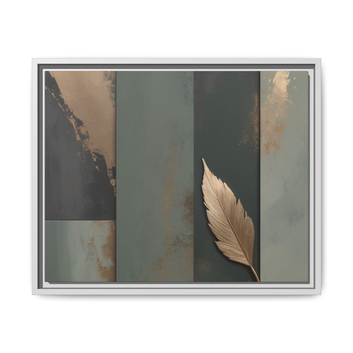 Elegant Framed Matte Canvas Wall Art - Multi-Color Leaf Design