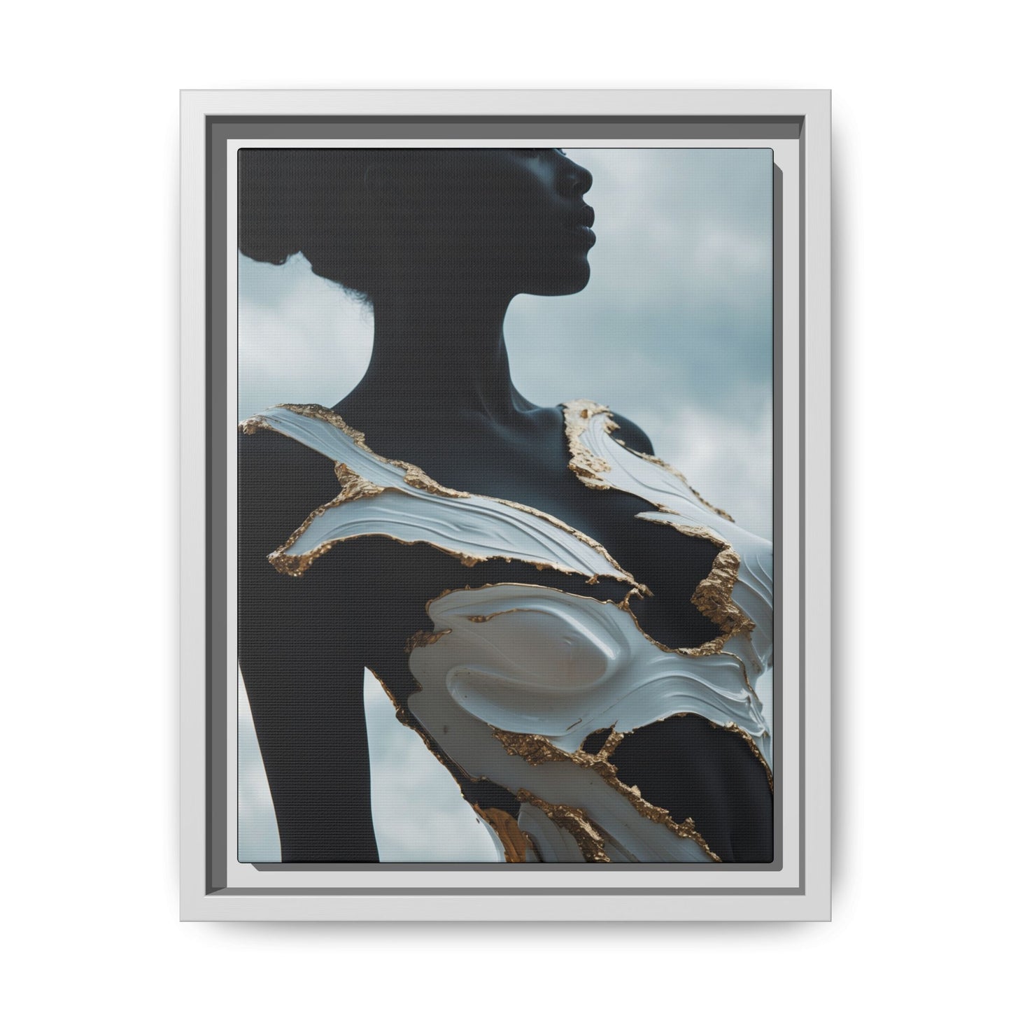 Elegant Framed Canvas Art - Multi-Color Abstract Sculpture Design