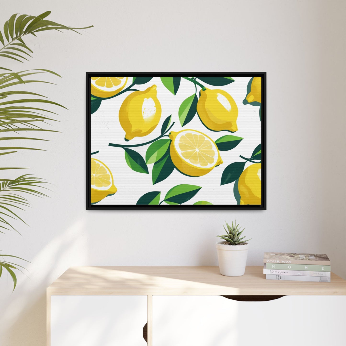 Lemon-Themed Framed Canvas Wall Art - Bright and Fresh Decor