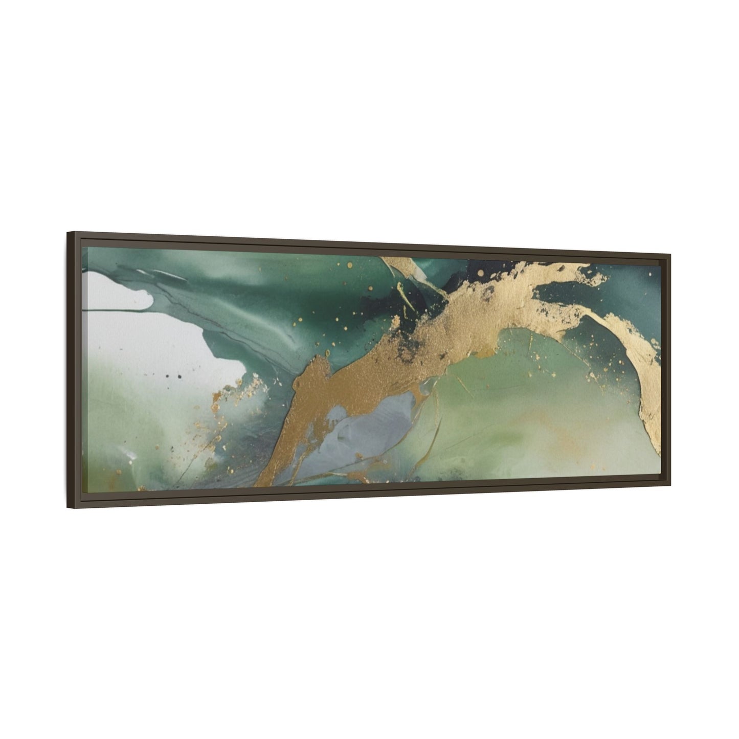 Elegant Abstract Framed Canvas Wall Art - Multi-Color Gold Accents