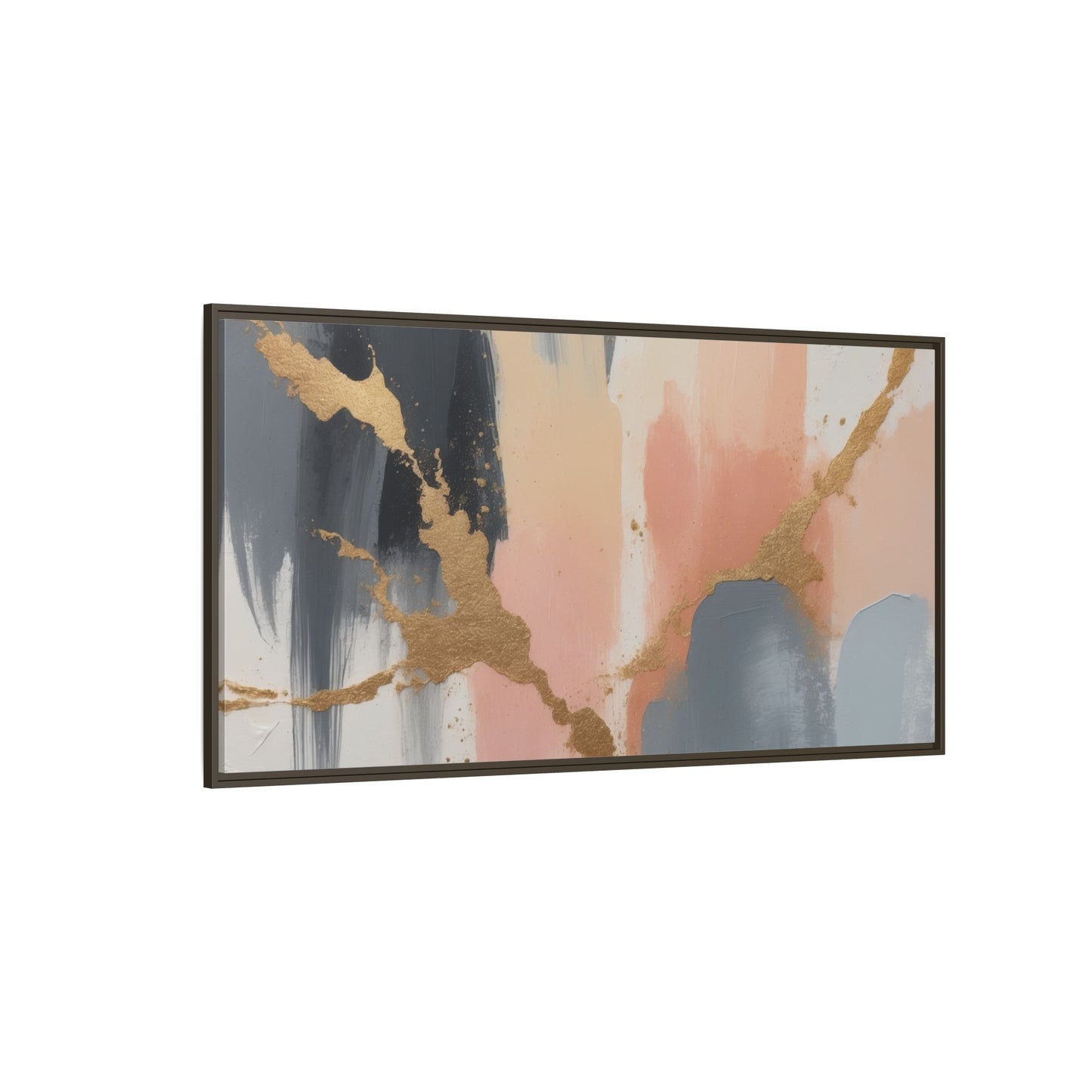 Elegant Abstract Framed Canvas Art with Gold Accents