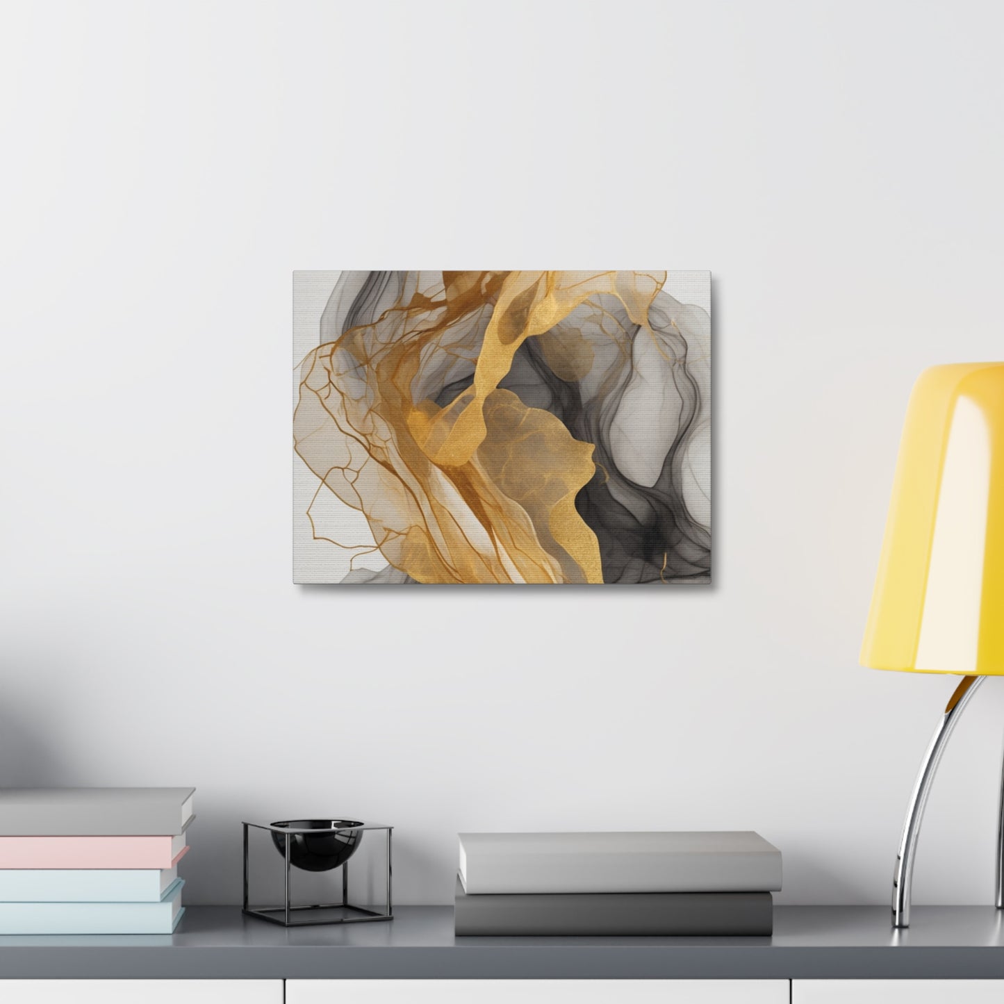 Elegant Abstract Canvas Art - Gold and Black Wall Decor