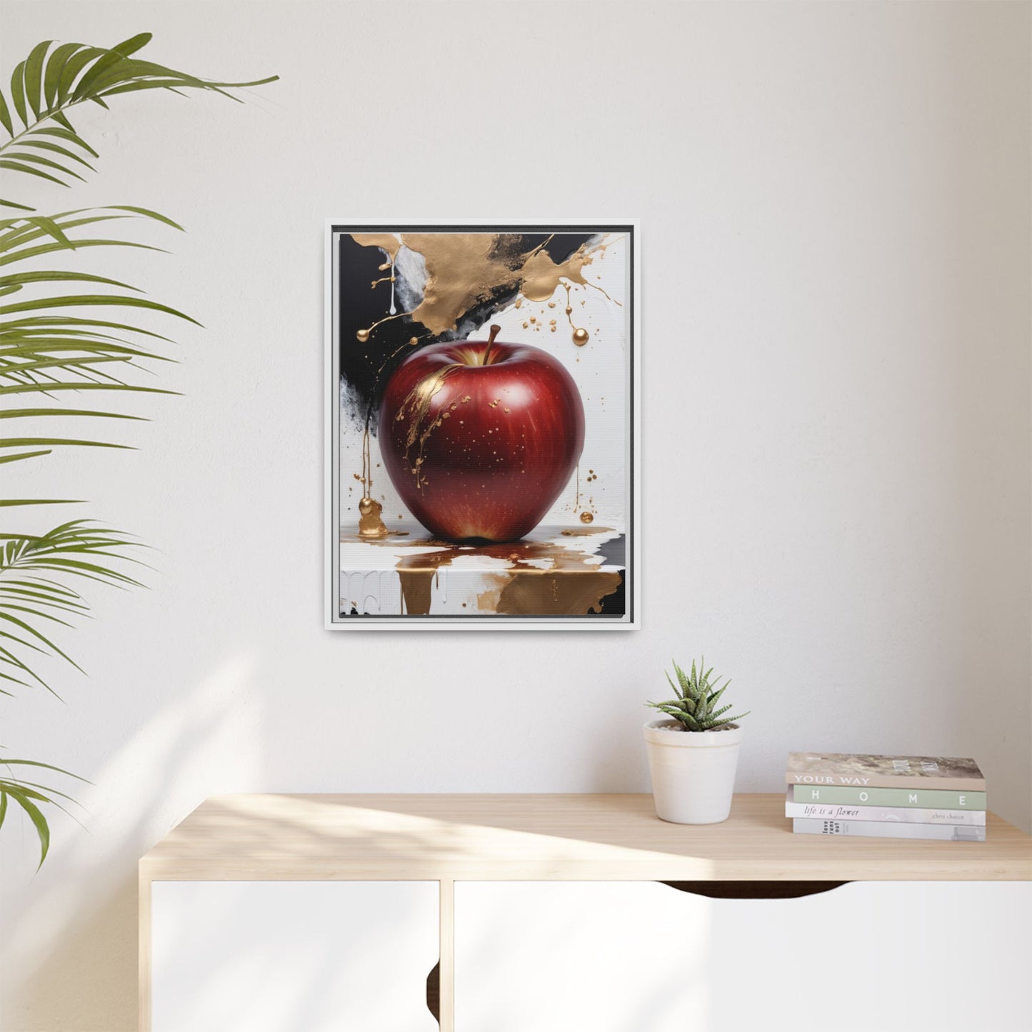 Elegant Apple Art Print - Multi-color Framed Canvas