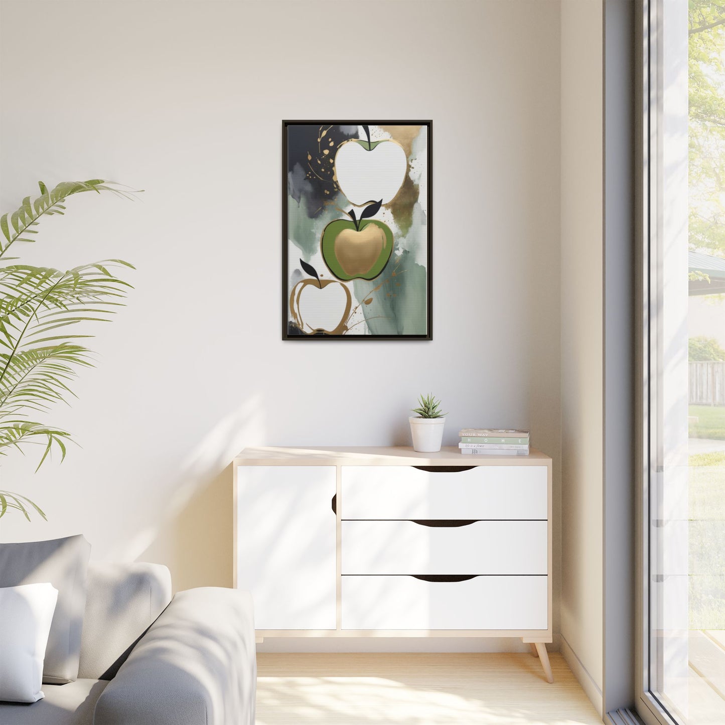 Modern Abstract Apple Canvas Art Print - Colorful Framed Wall Decor
