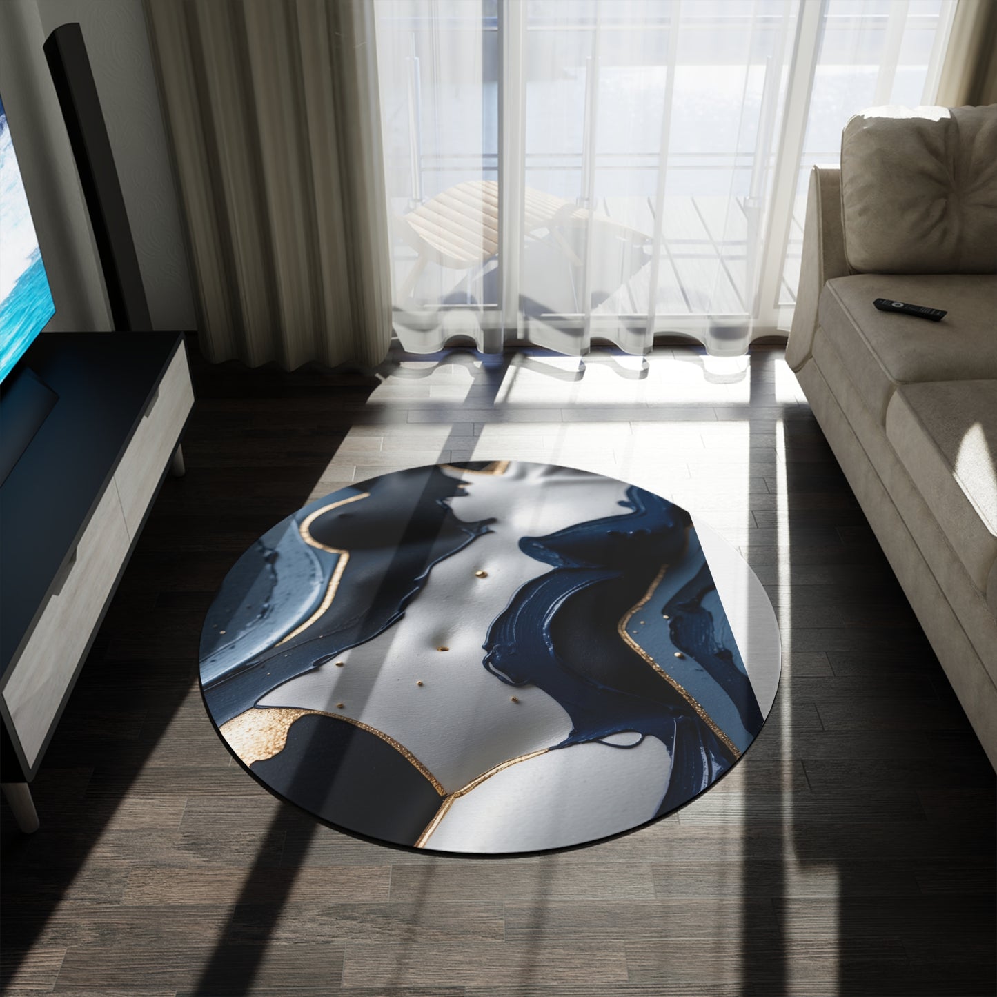 Elegant Abstract Round Rug - Perfect for Home Décor and Modern Spaces