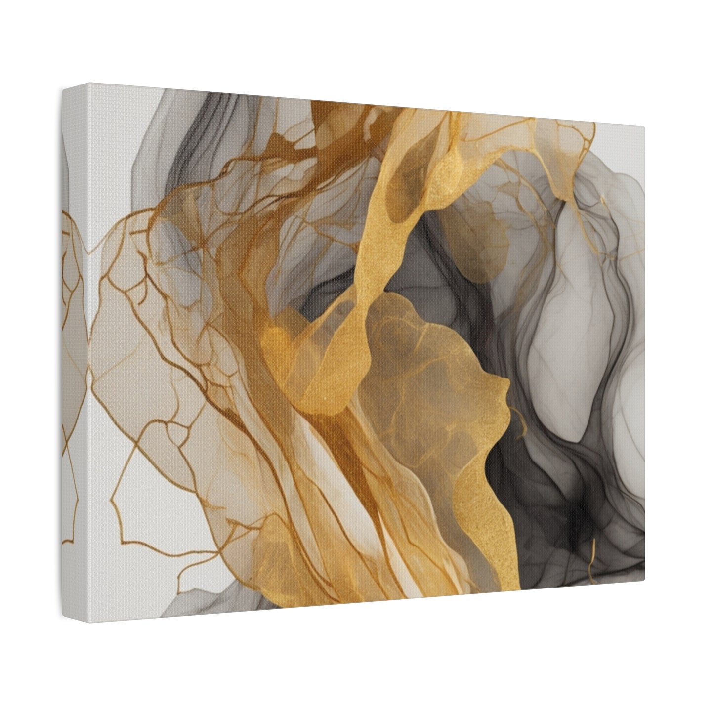 Elegant Abstract Canvas Art - Gold and Black Wall Decor