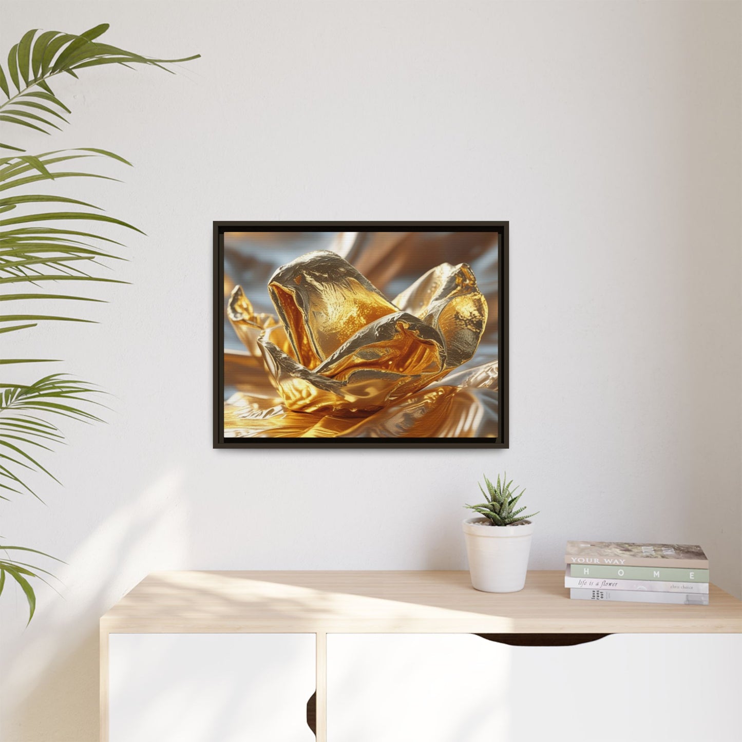 Gold Foil Rose Canvas Art - Elegant Home Decor