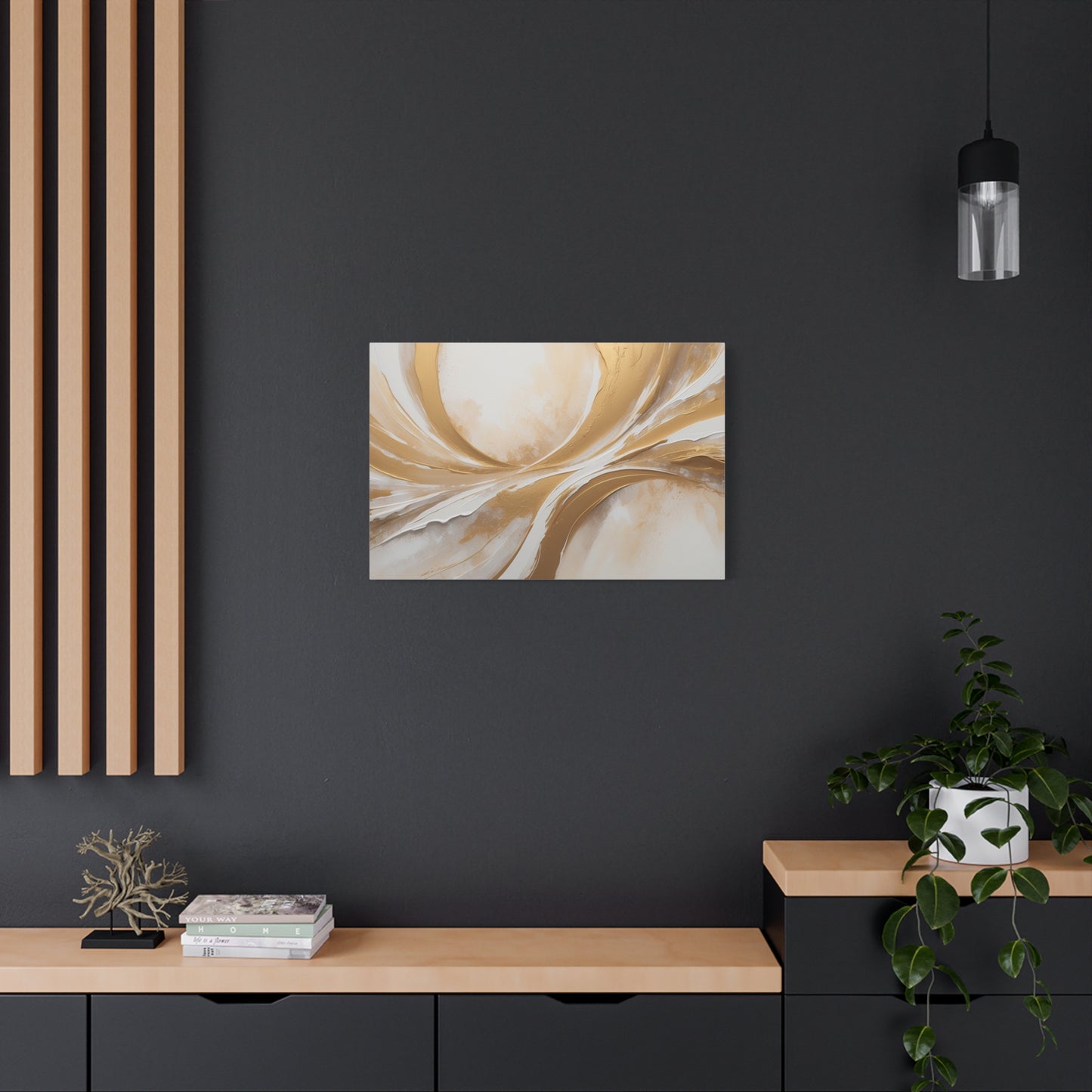 "Golden Drift" – Textured Abstract Canvas in Ivory & Metallic Gold