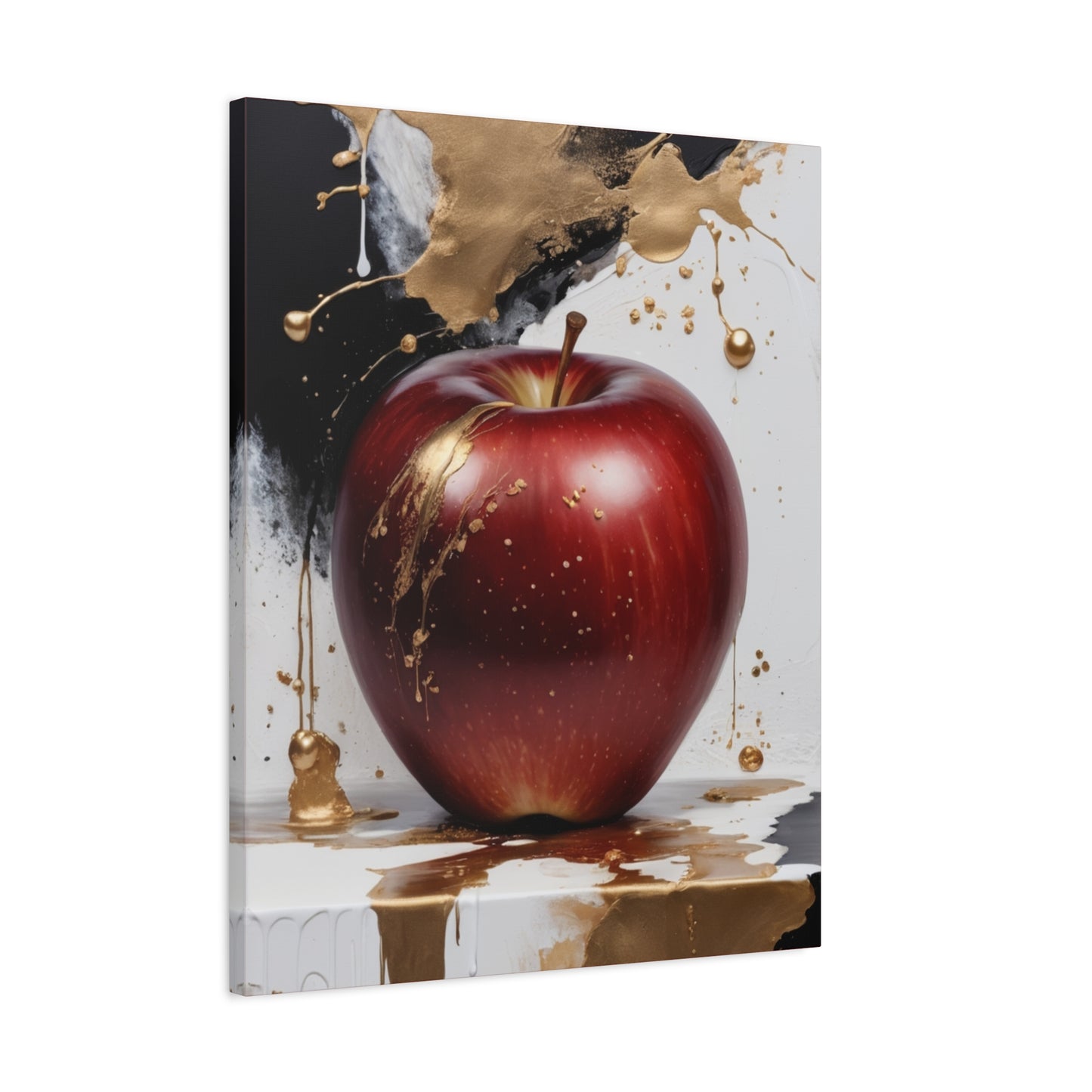 Gold Splashed Red Apple Canvas Art - 1.25" Stretched Wall Decor