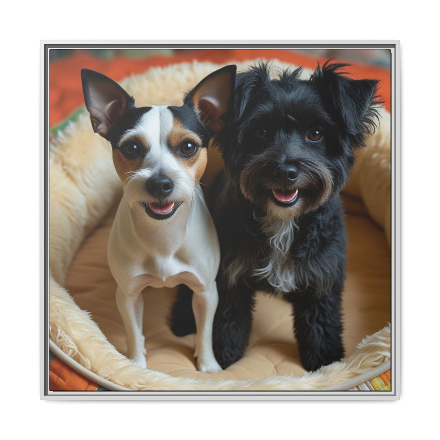 Framed Canvas Print of Cheerful Dogs – Perfect Pet Lover's Gift