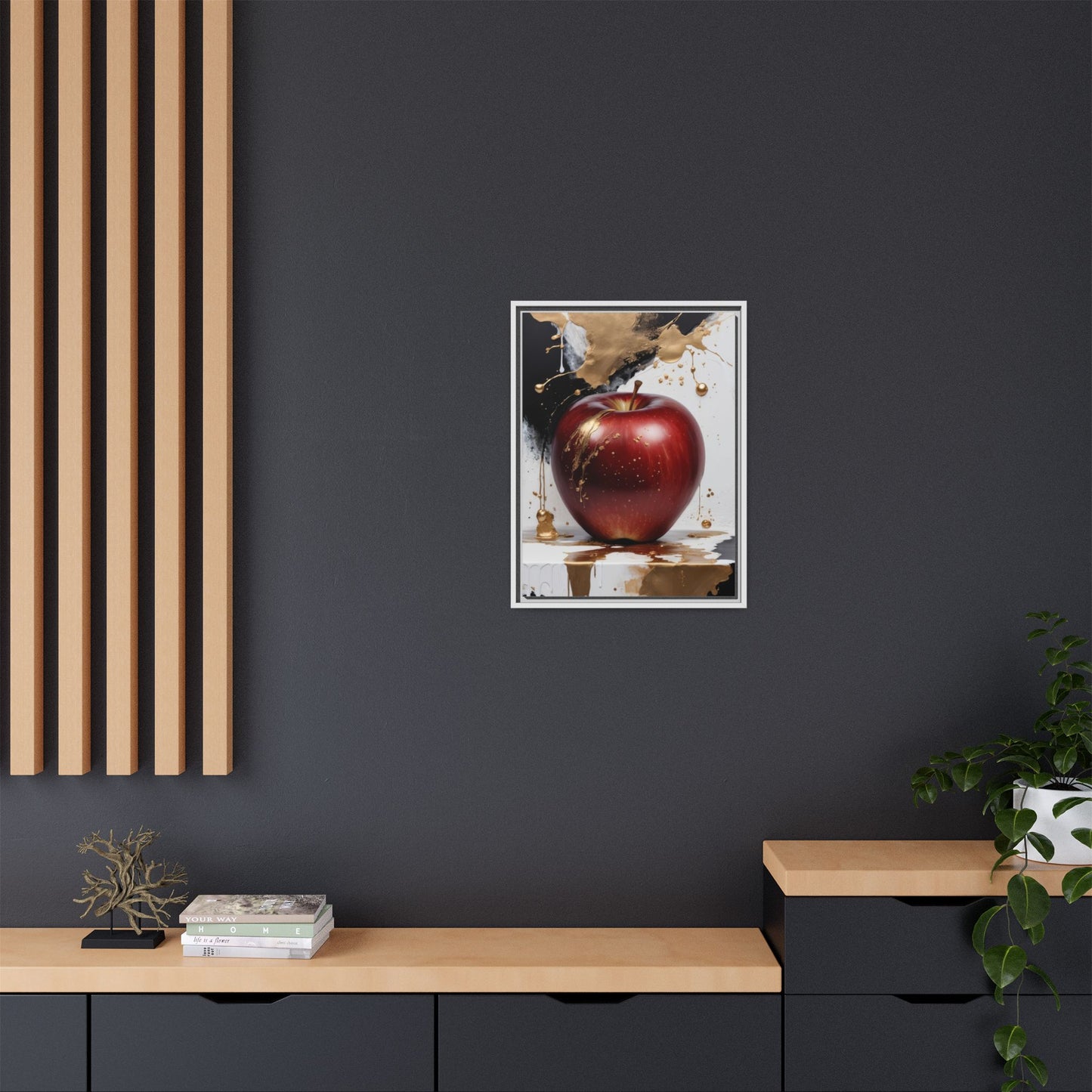 Elegant Apple Art Print - Multi-color Framed Canvas
