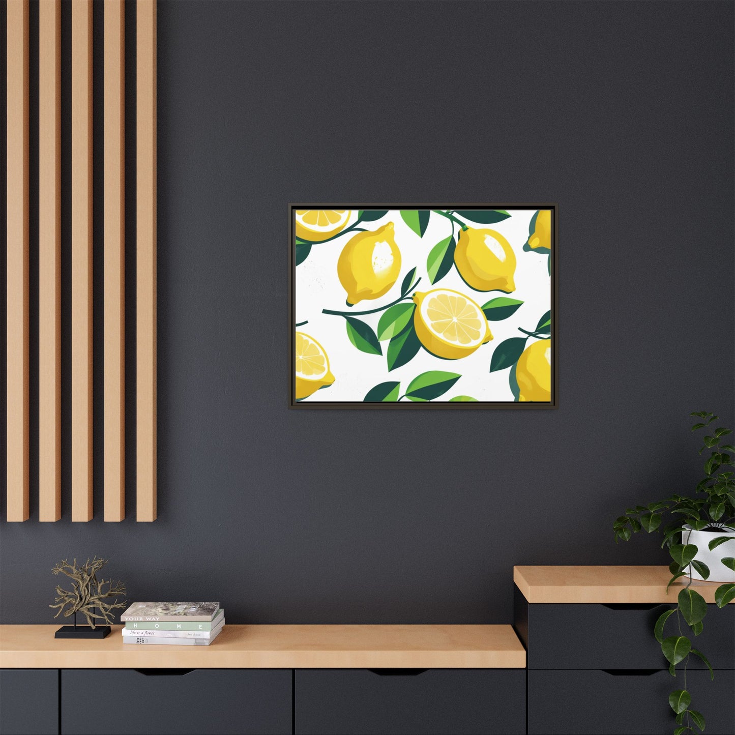 Lemon-Themed Framed Canvas Wall Art - Bright and Fresh Decor