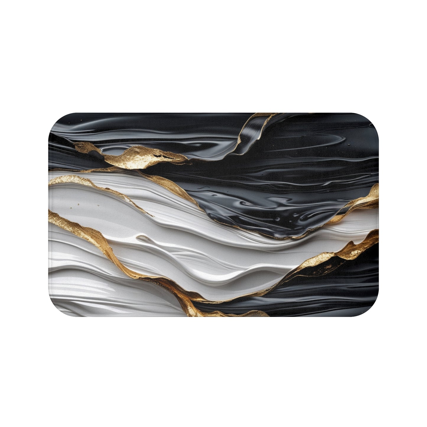 Elegant Black and Gold Marble Bath Mat - Luxurious Bathroom Decor