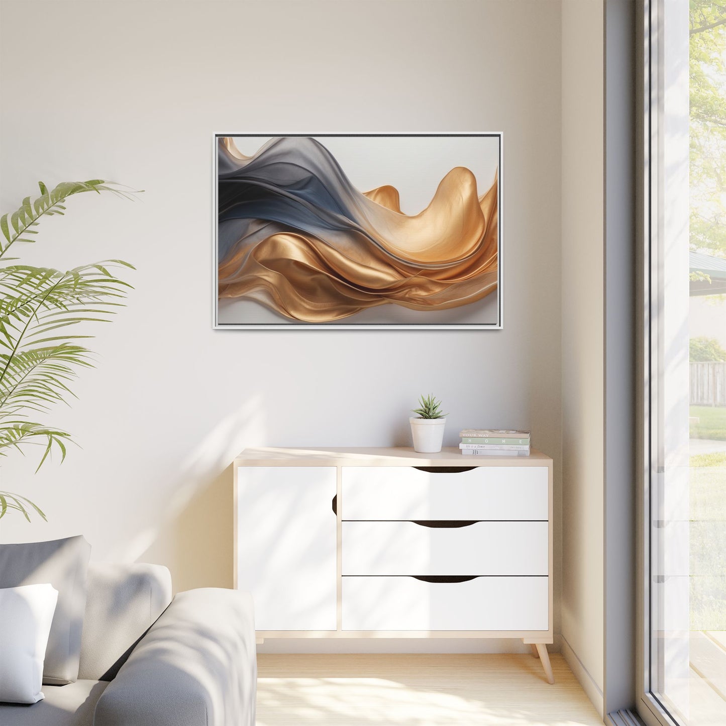 Abstract Matte Canvas Art Print - Framed Multi-color Wall Decor