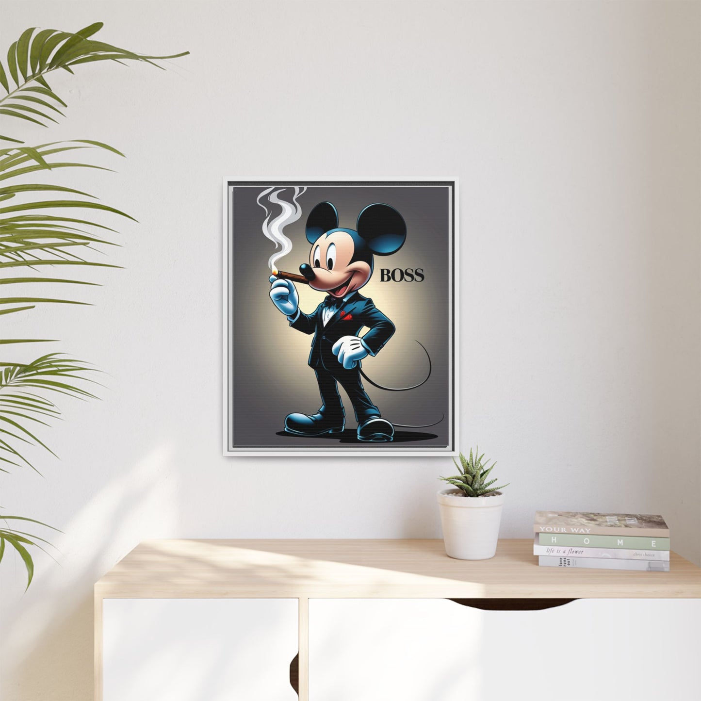 Framed Boss Mickey Mouse Canvas Art - Stylish Wall Decor for Fans