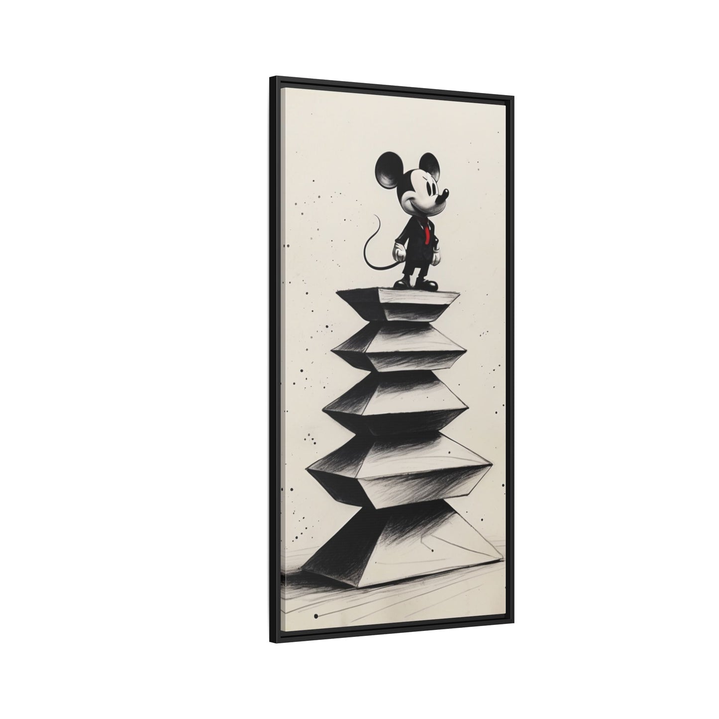 Framed Matte Canvas Art - Playful Retro Mickey Mouse Design