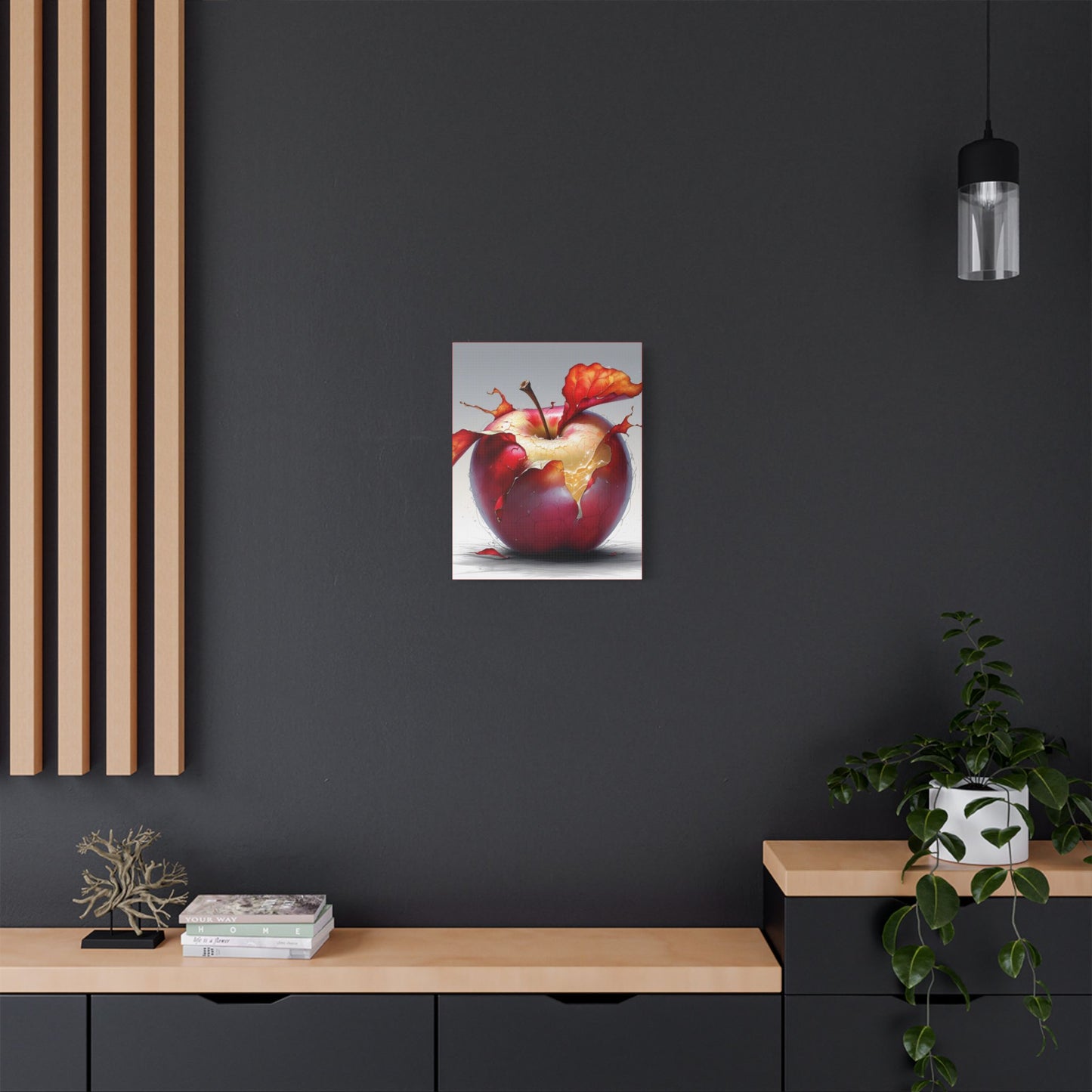 Cracked Red Apple Canvas Art – Vibrant Wall Decor for Modern Homes