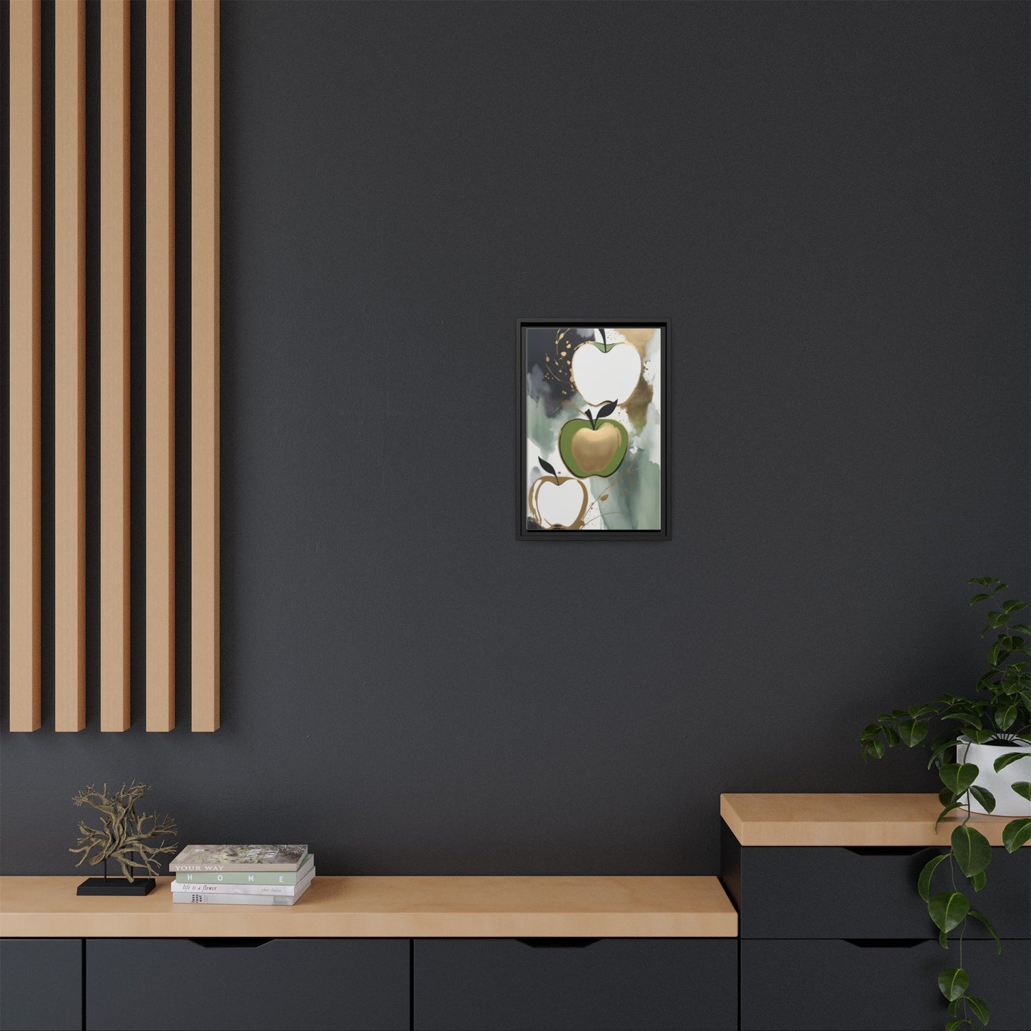 Modern Abstract Apple Canvas Art Print - Colorful Framed Wall Decor