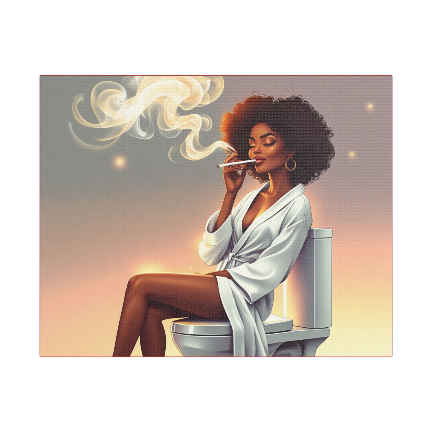 Contemporary Satin Canvas Wall Art - Stylish Leisure Scene with Female Figure