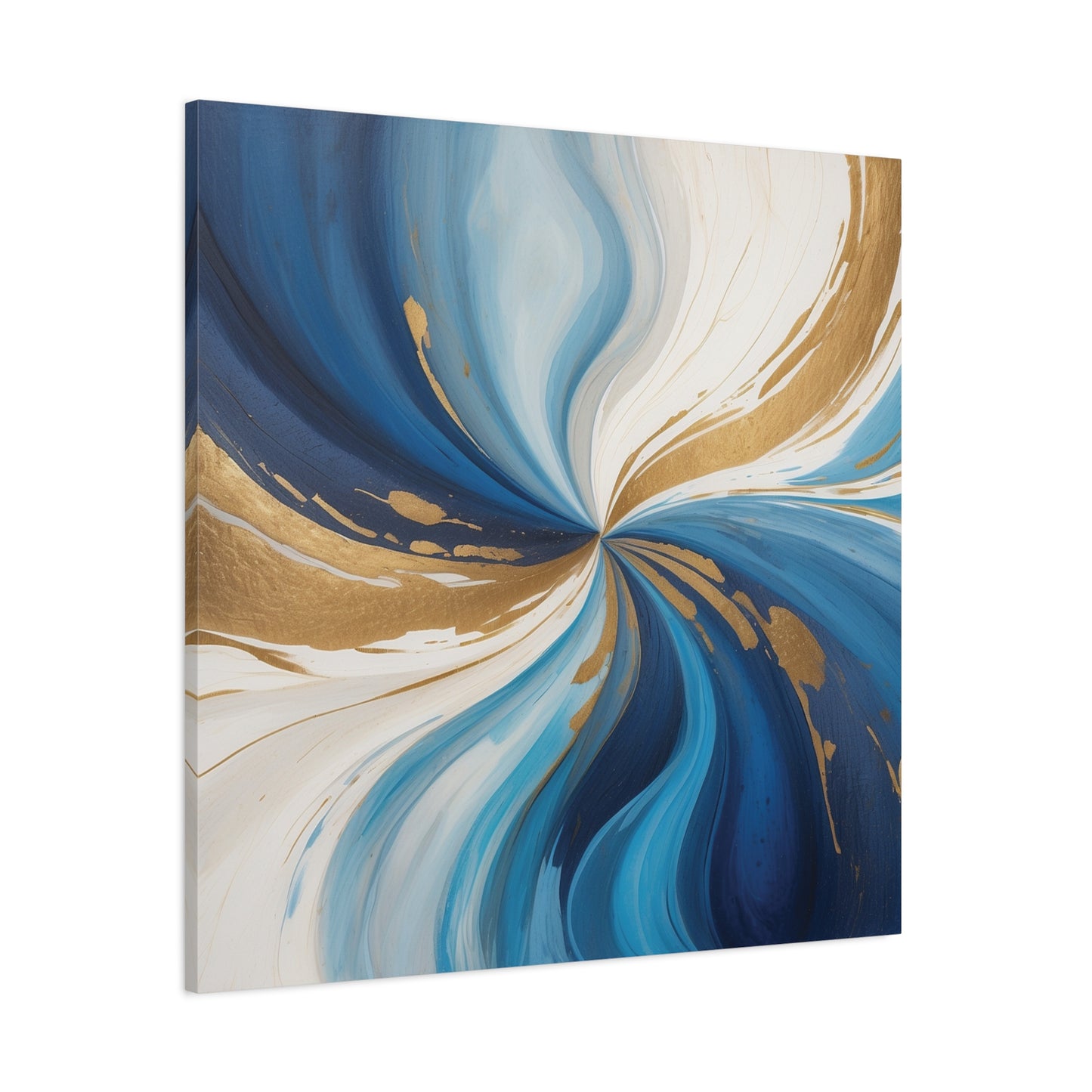 Abstract Blue and Gold Canvas Art - Stretched Matte Print for Home Decor