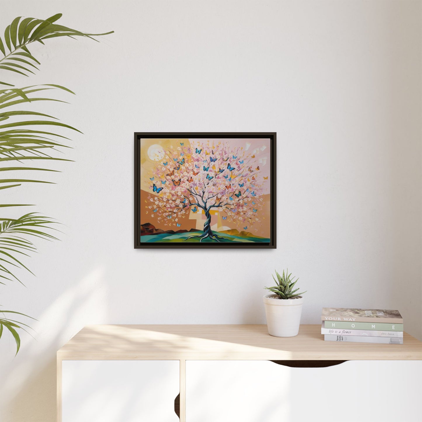 Colorful Butterfly Blossom Framed Canvas Art