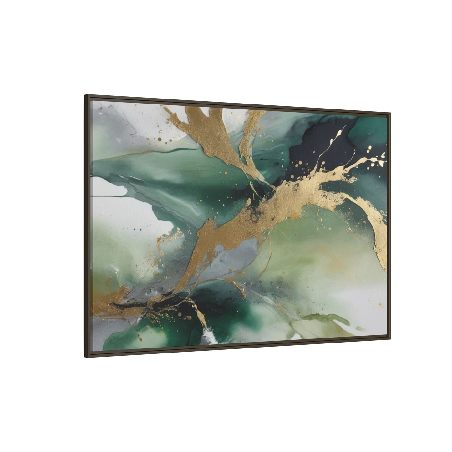 Elegant Abstract Framed Canvas Wall Art - Multi-Color Gold Accents