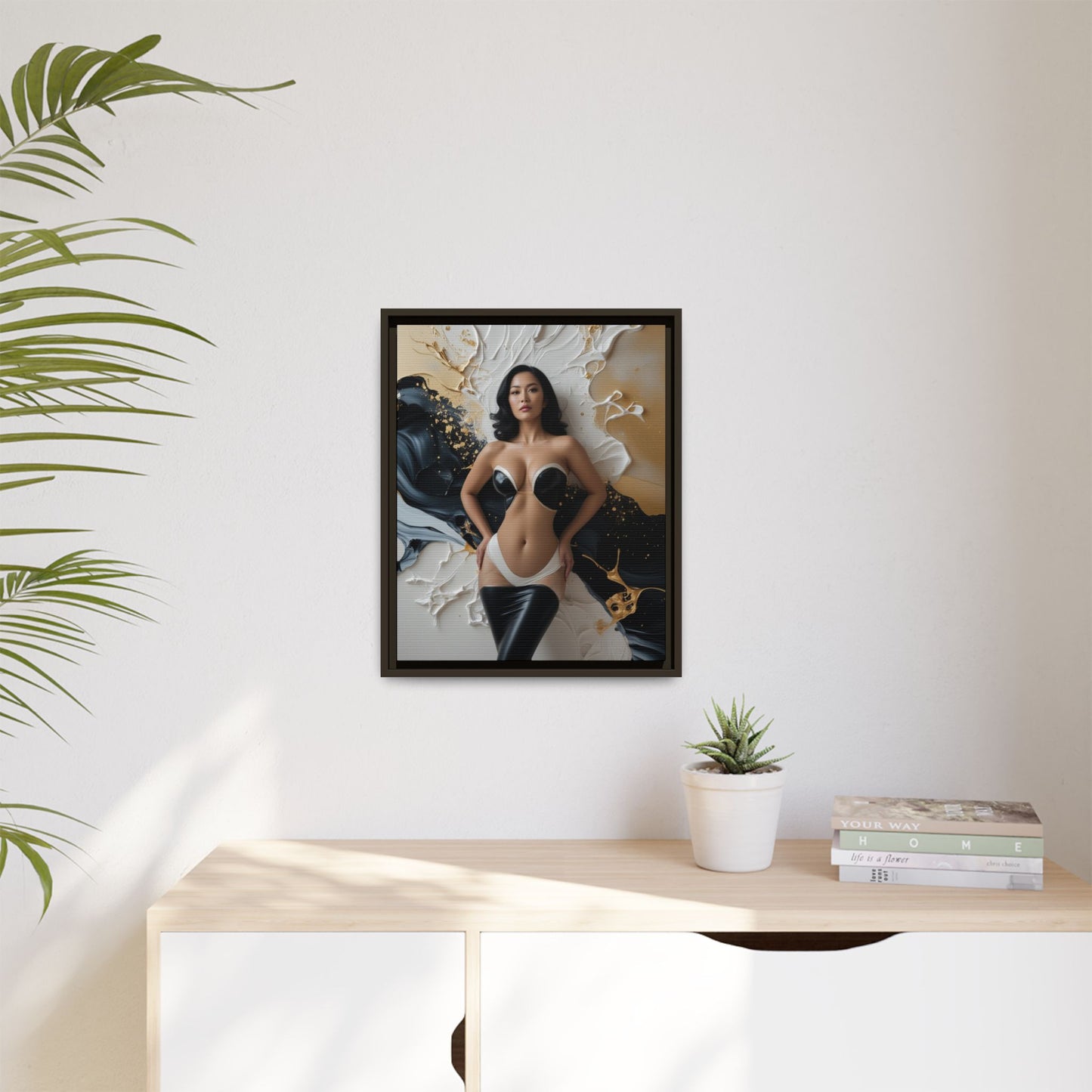Elegant Framed Canvas Art - Multi-Color Abstract Beauty
