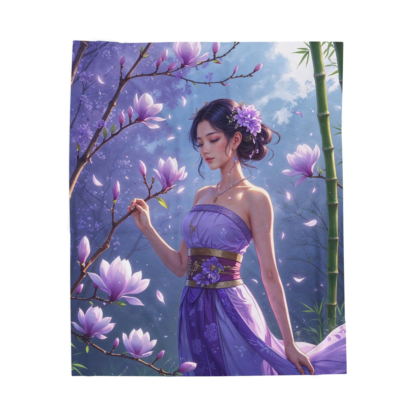 Enchanting Velveteen Plush Blanket - Elegant Floral Design for Cozy Moments