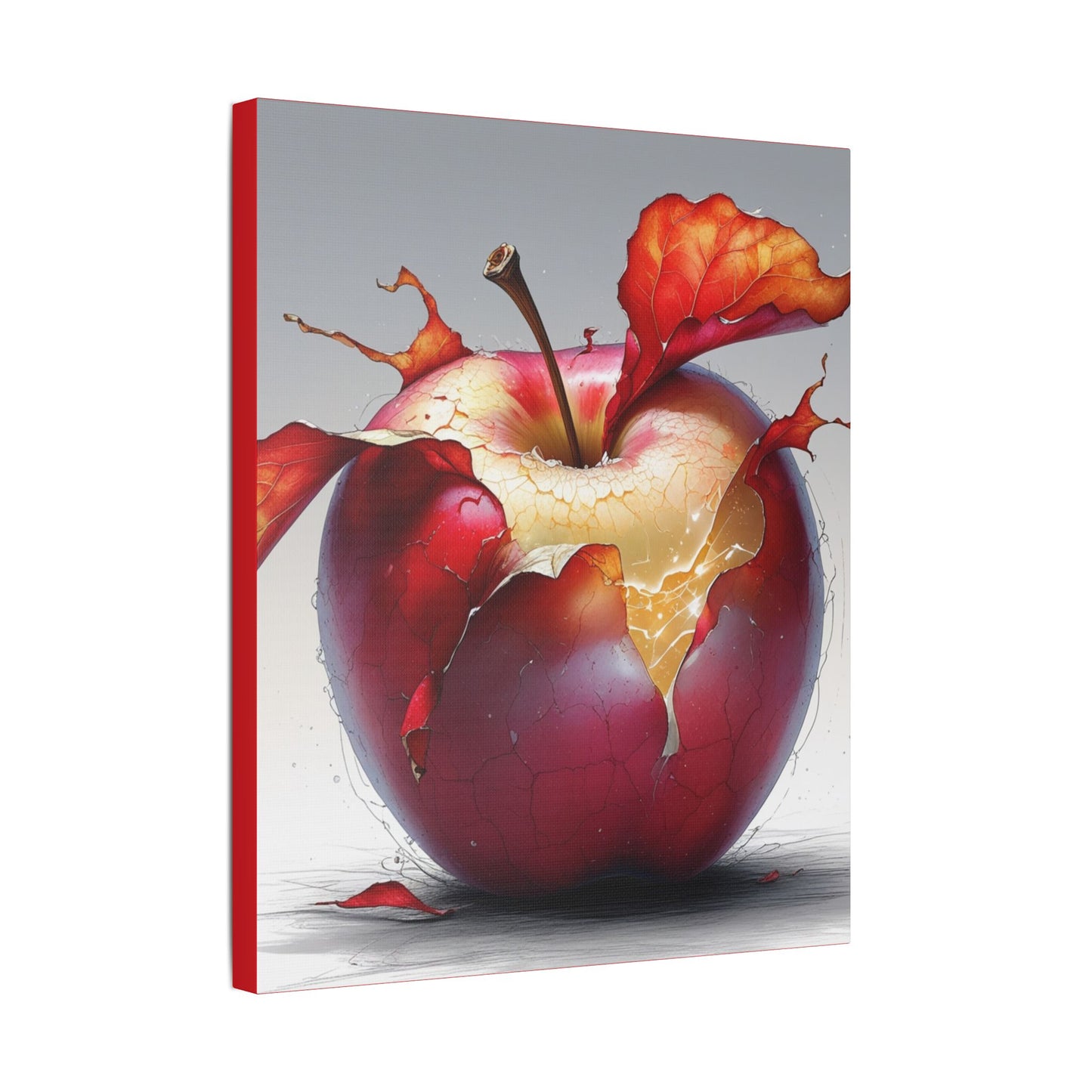 Cracked Red Apple Canvas Art – Vibrant Wall Decor for Modern Homes