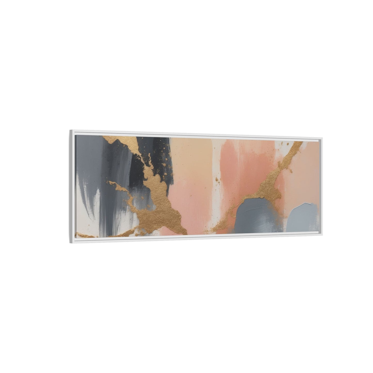 Elegant Abstract Framed Canvas Art with Gold Accents