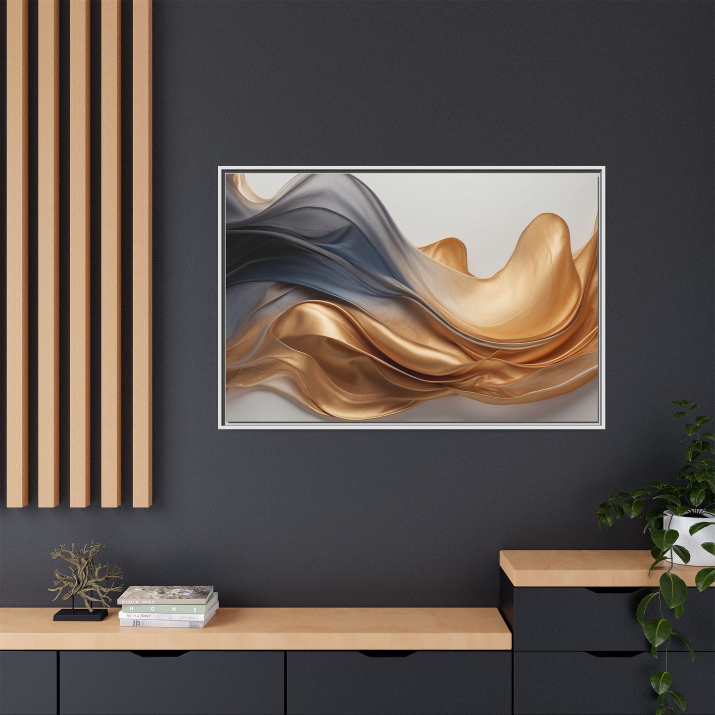 Abstract Matte Canvas Art Print - Framed Multi-color Wall Decor