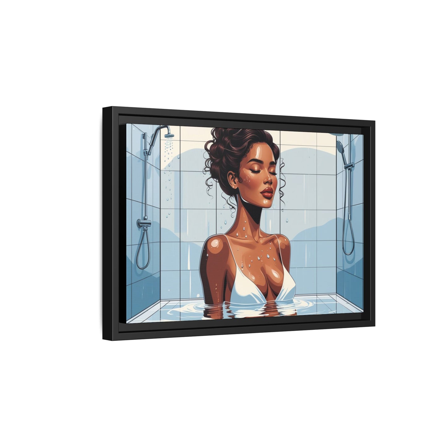 Serene Bathing Woman Canvas Art - Framed Multi-Color Wall Decor