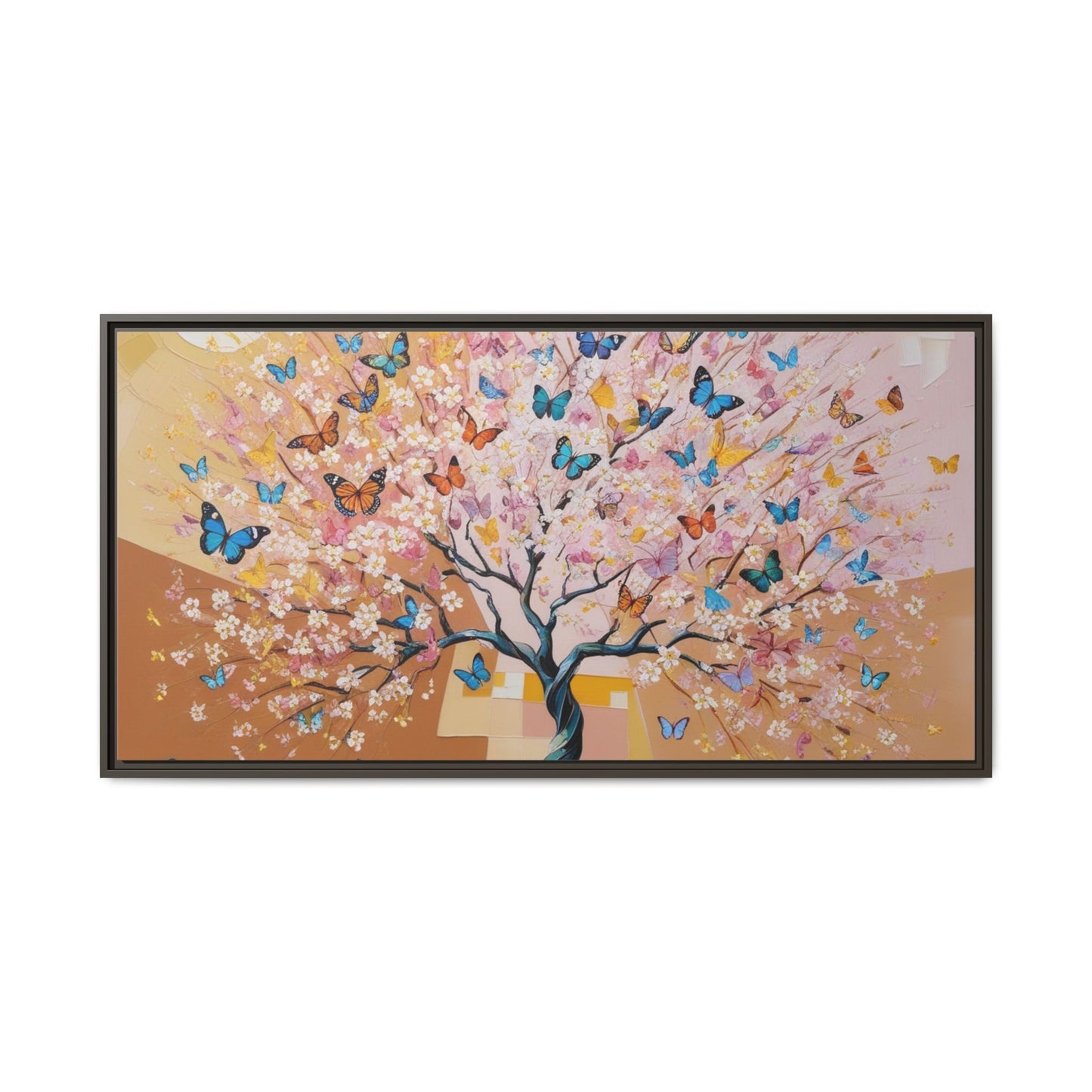 Colorful Butterfly Blossom Framed Canvas Art