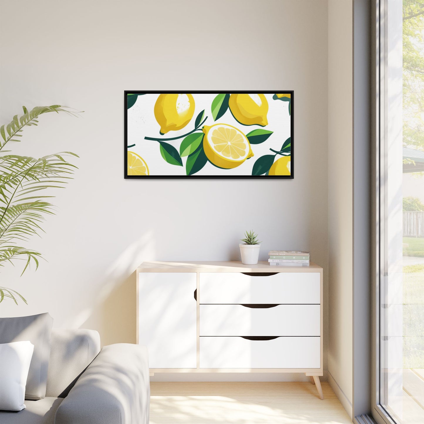 Lemon-Themed Framed Canvas Wall Art - Bright and Fresh Decor