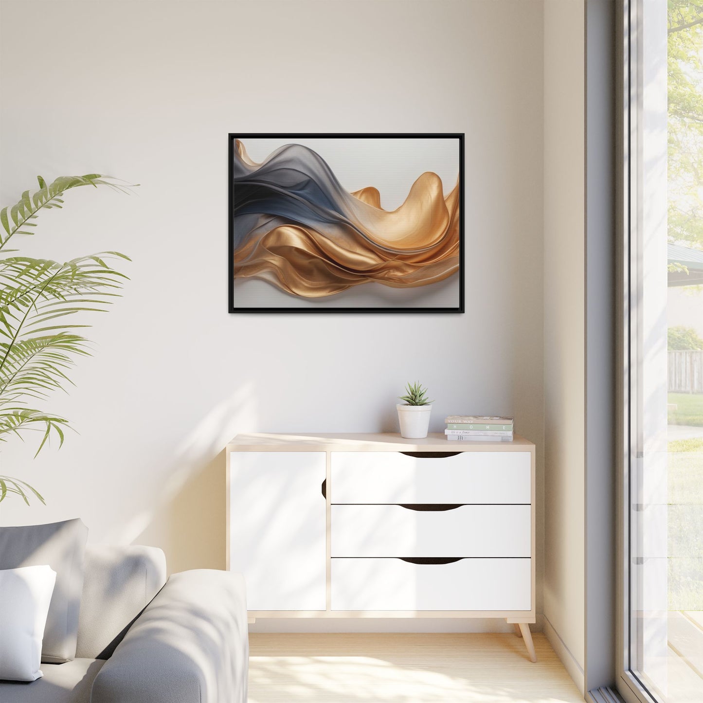Abstract Matte Canvas Art Print - Framed Multi-color Wall Decor