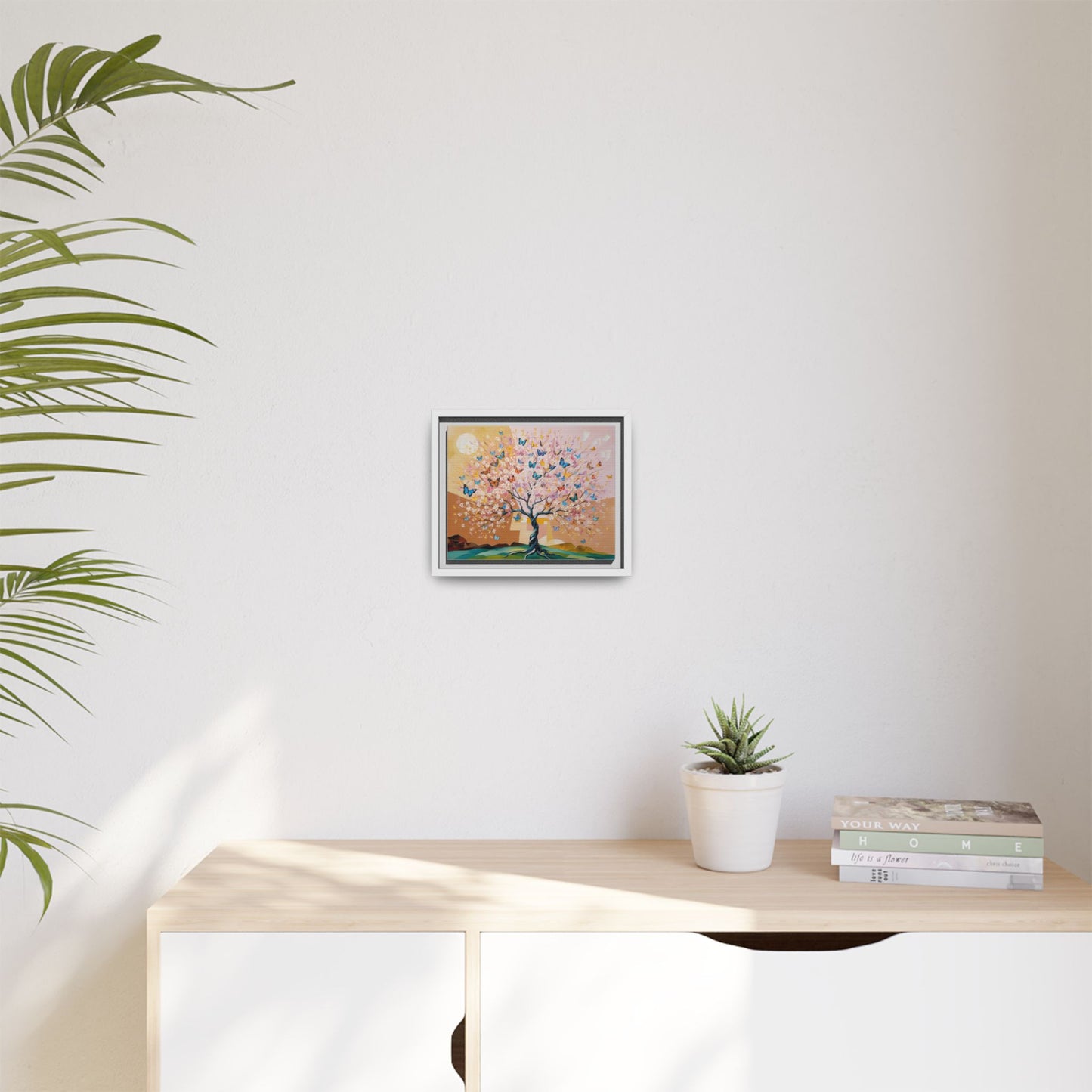 Colorful Butterfly Blossom Framed Canvas Art