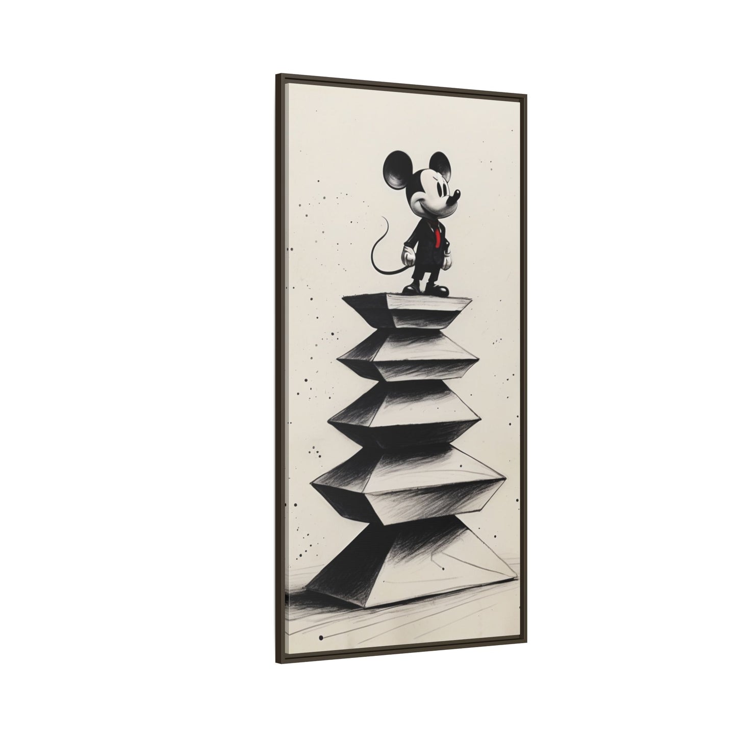 Framed Matte Canvas Art - Playful Retro Mickey Mouse Design
