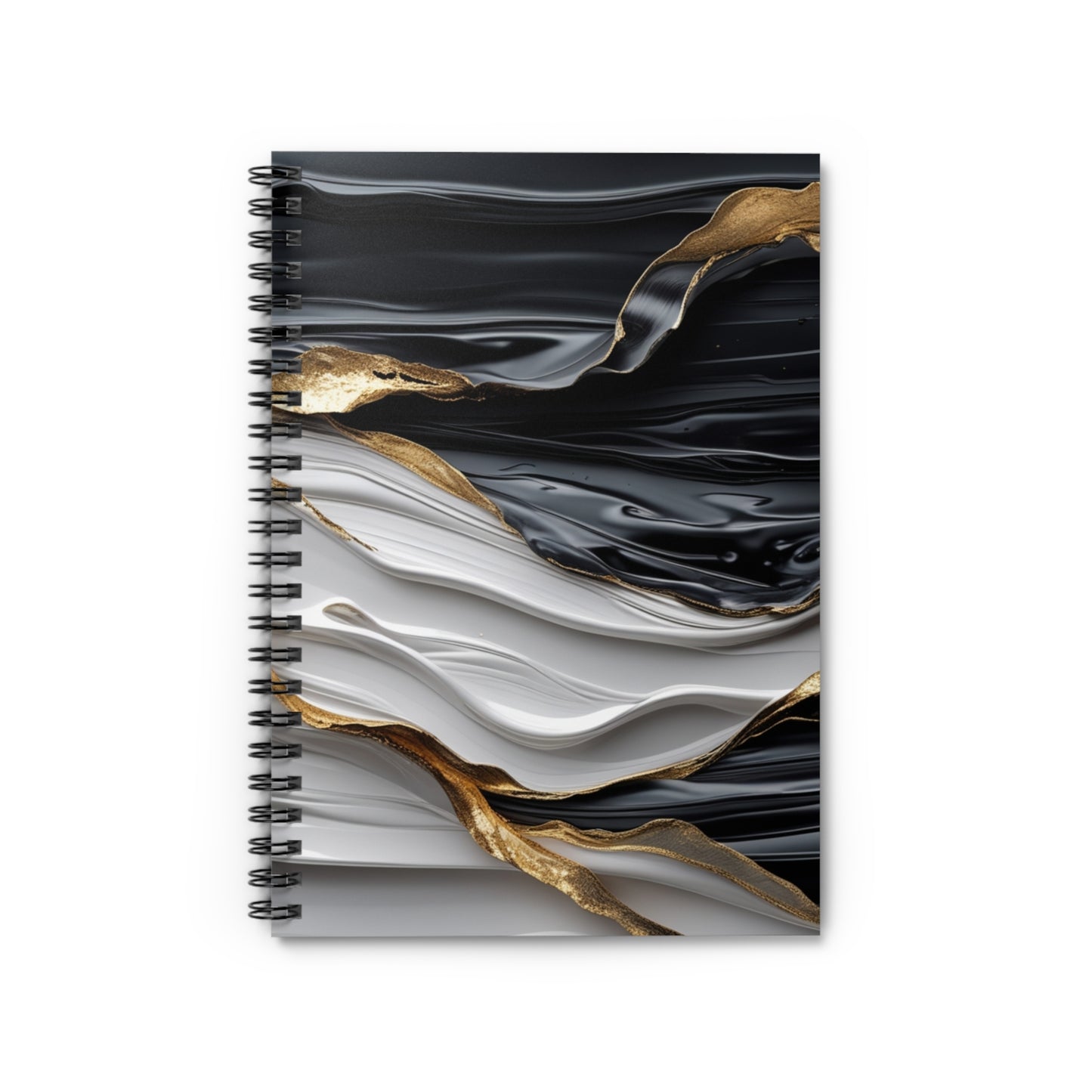 Elegant Black and Gold Spiral Notebook - Ruled Lines for Stylish Note-Taking