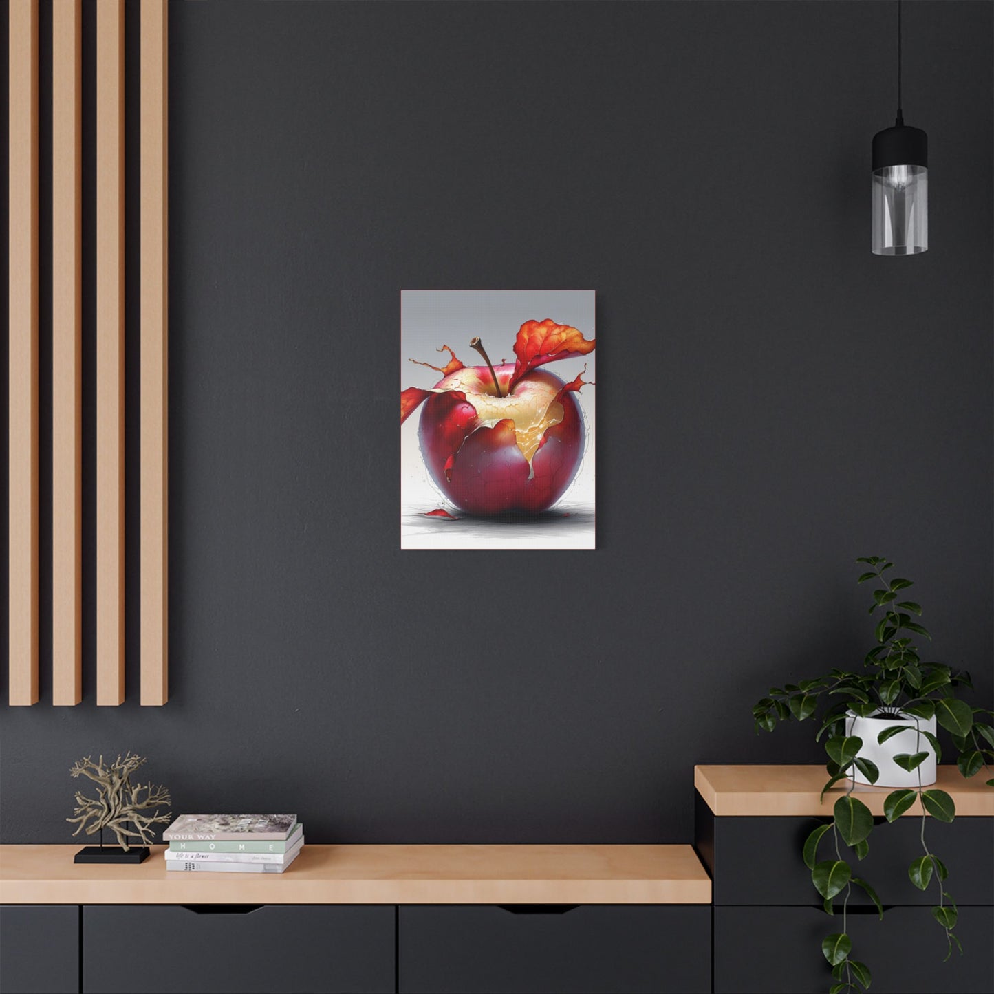 Cracked Red Apple Canvas Art – Vibrant Wall Decor for Modern Homes