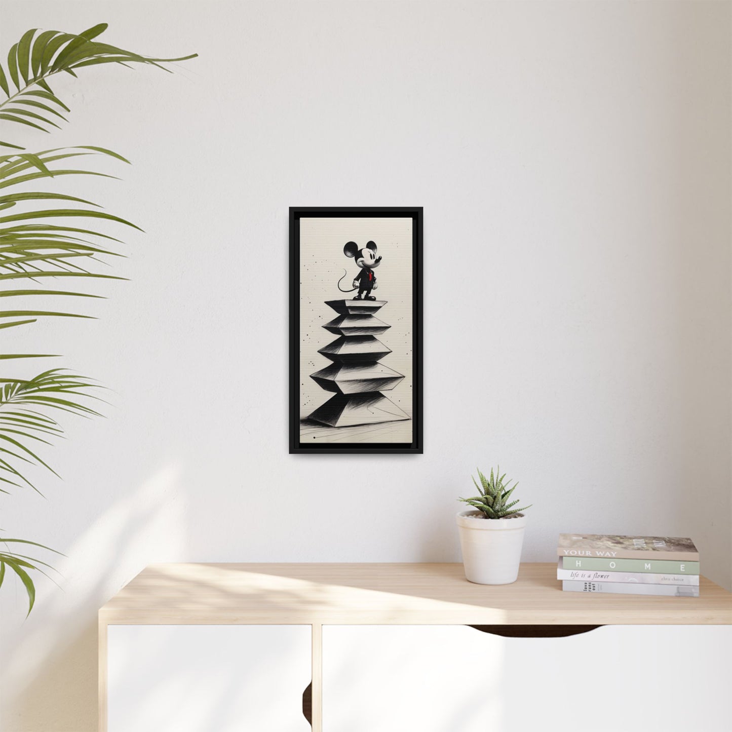 Framed Matte Canvas Art - Playful Retro Mickey Mouse Design