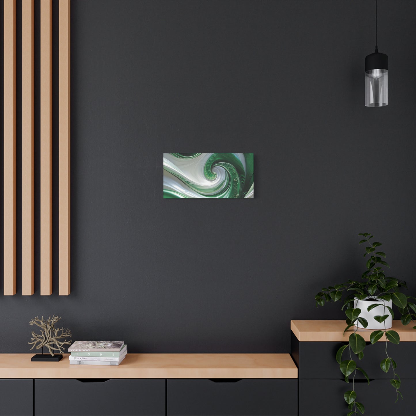 Abstract Green Swirl Canvas Wall Art - Contemporary Home Decor