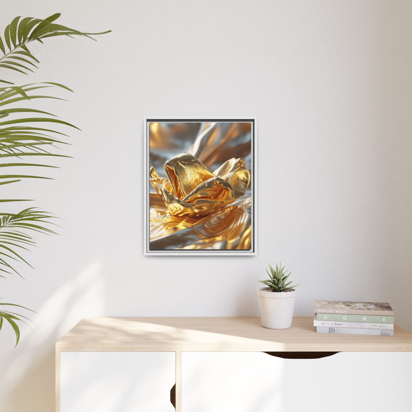 Gold Foil Rose Canvas Art - Elegant Home Decor
