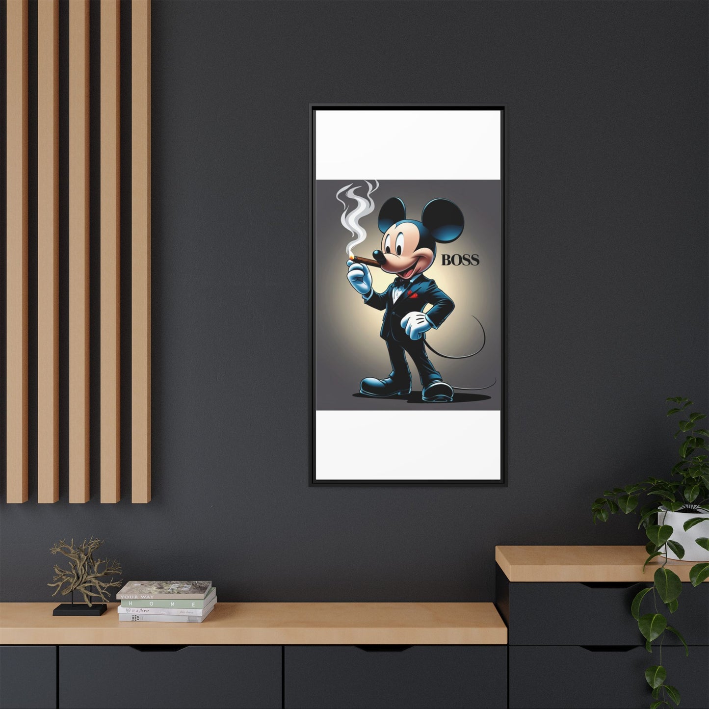 Framed Boss Mickey Mouse Canvas Art - Stylish Wall Decor for Fans