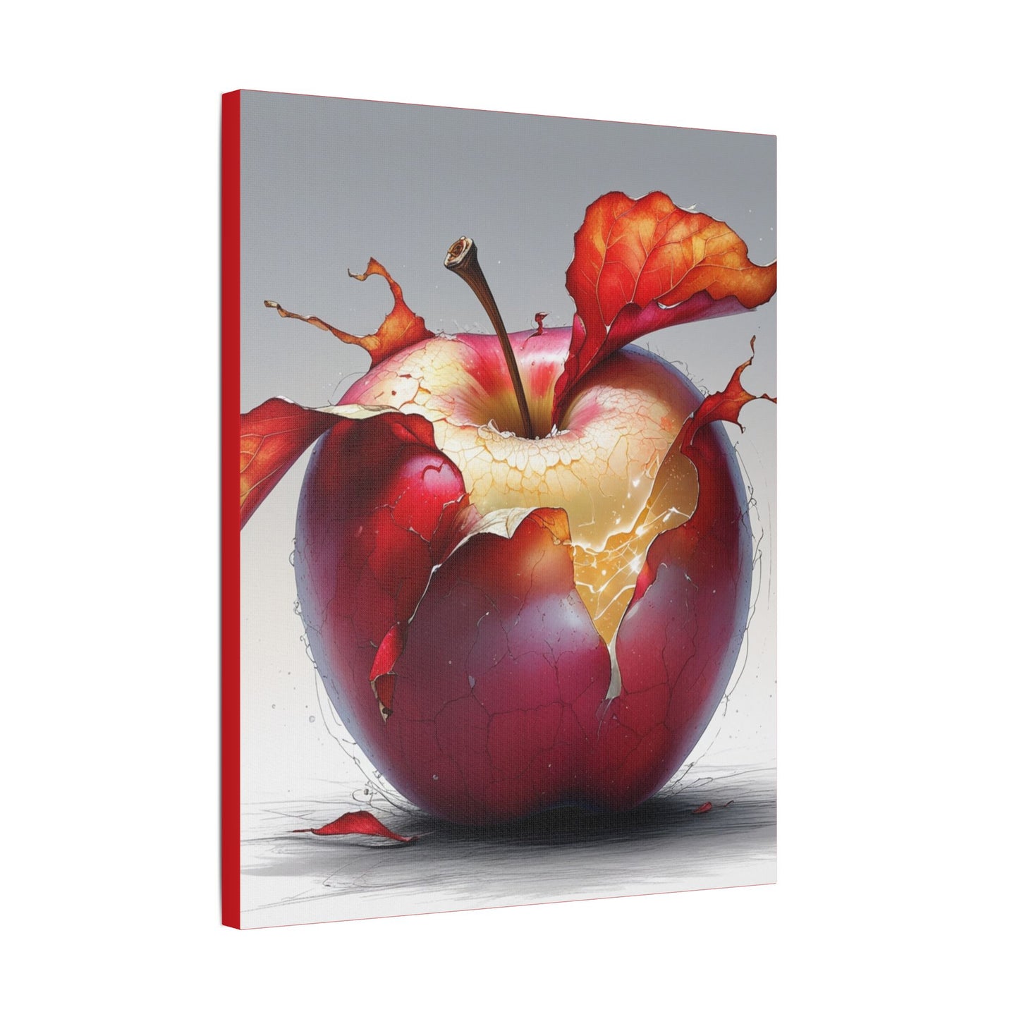 Cracked Red Apple Canvas Art – Vibrant Wall Decor for Modern Homes