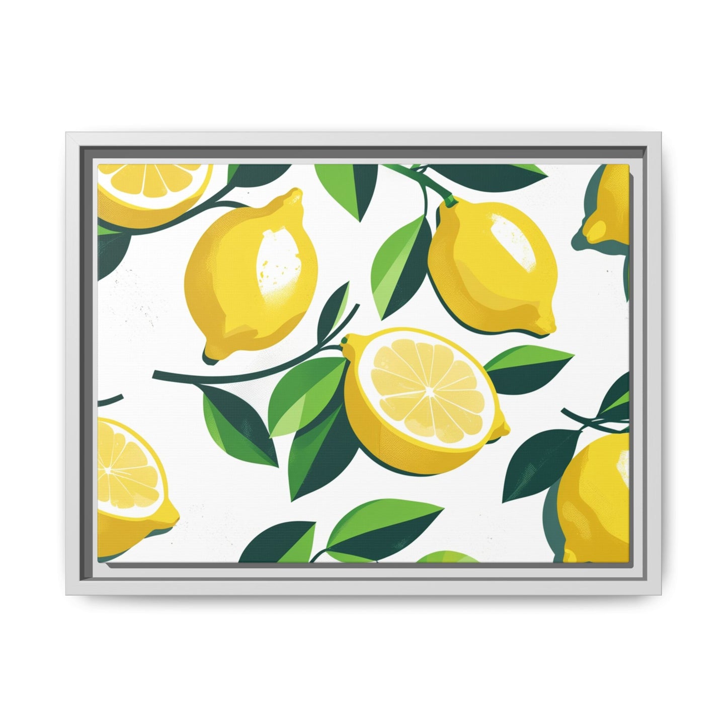 Lemon-Themed Framed Canvas Wall Art - Bright and Fresh Decor