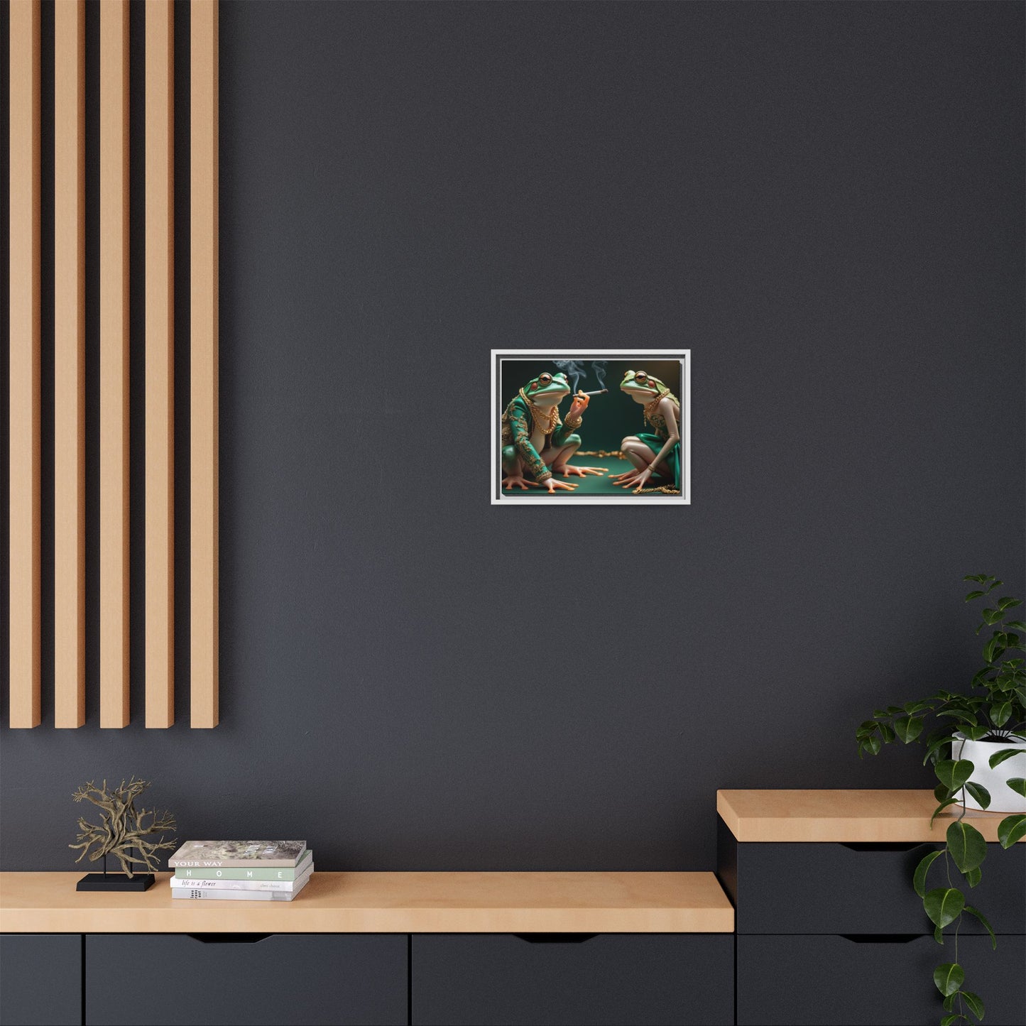 Whimsical Frog Art Print - Framed Canvas for Unique Home Decor