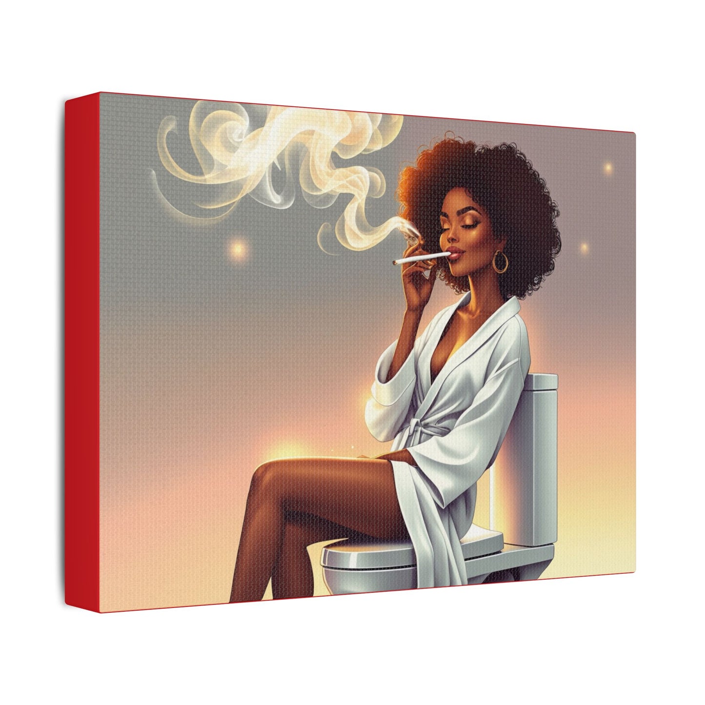Contemporary Satin Canvas Wall Art - Stylish Leisure Scene with Female Figure