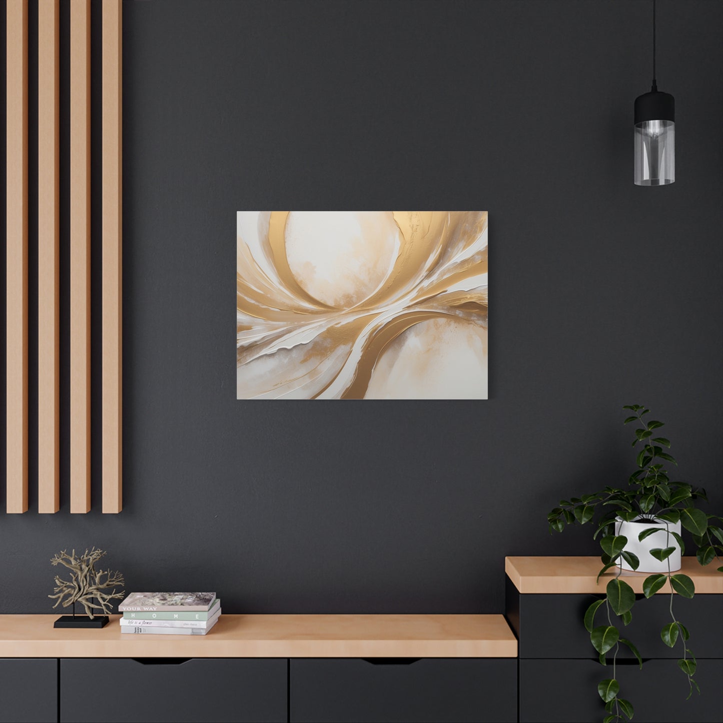 "Golden Drift" – Textured Abstract Canvas in Ivory & Metallic Gold